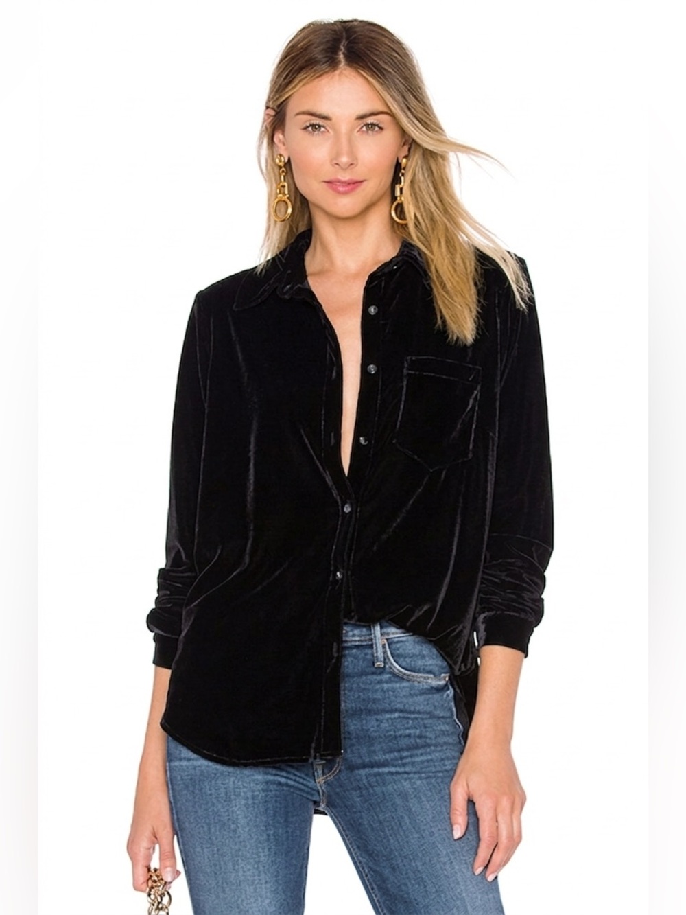 Revolve L’Academie Black Velvet Shirt Size Small Whimsigoth Dark Academia